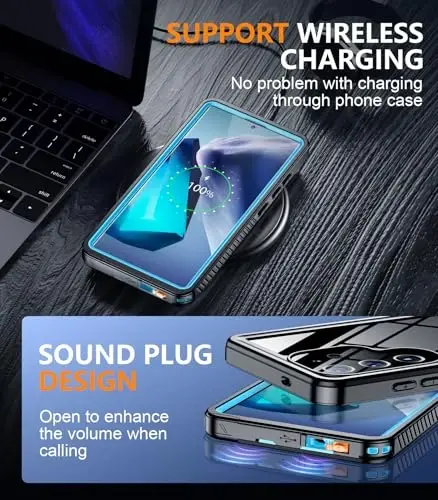 Temdan Designed for Samsung Galaxy S24 Ultra Case,Waterproof Built-in Lens & Screen Protector [Full Body Shockproof][Military Drop Proof][IP68 Underwater] Phone Case for S24 Ultra 5G-Blue (2024) - 6