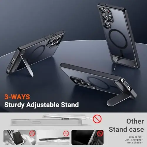 Temdan Designed for Samsung Galaxy S25 Ultra Case Magnetic,[Built in Hidden Kickstand][Military Grade Drop Protection] [Translucent Matte] Slim Thin Phone Case for Galaxy S25 Ultra Case 6.9