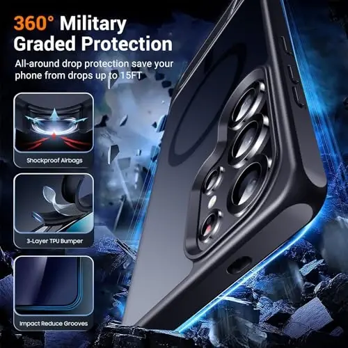 Temdan Designed for Samsung Galaxy S25 Ultra Case Magnetic,[Built in Hidden Kickstand][Military Grade Drop Protection] [Translucent Matte] Slim Thin Phone Case for Galaxy S25 Ultra Case 6.9