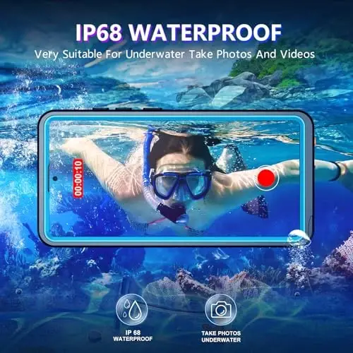Temdan Designed for Samsung Galaxy S25 Ultra Case Waterproof, Built-in Lens & Screen Protector Military Grade Shockproof Dropproof IP68 Underwater Full Body Phone Case for Galaxy S25 Ultra 6.9