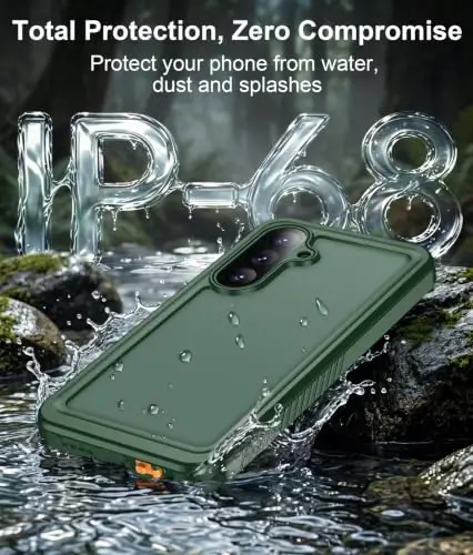 Temdan Designed for Samsung Galaxy S26 Case Waterproof, Green | Built-in Screen & Camera Protector, IP68 Waterproof, Shockproof, Dustproof, Full Body Protective - 2