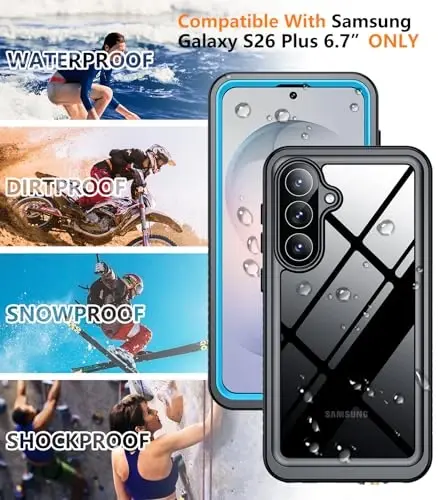 Temdan Designed for Samsung Galaxy S26 Plus Case Waterproof, Built-in Lens & Screen Protector Military Shockproof Dropproof IP68 Underwater Full Body Phone Case for Galaxy S26 Plus 5G 6.7