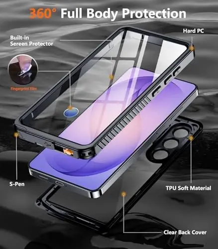 Temdan Designed for Samsung Galaxy S26 Ultra Case Waterproof, Built-in Lens & Screen Protector Military Grade Shockproof Dropproof IP68 Underwater Full Body Phone Case for Galaxy S26 Ultra 6.9