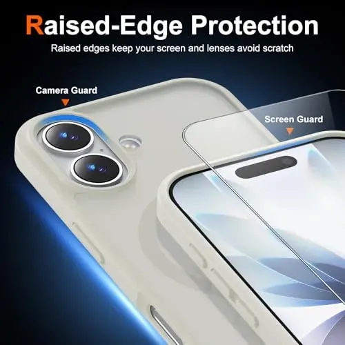 Temdan для чехла iPhone 17 с защитной пленкой экрана, совместимо с Magsafe, защита от пожелтения, военная защита, ударопрочный тонкий магнитный чехол, Sandy Powder - 5