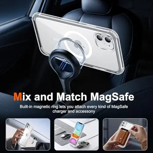 Temdan for iPhone 11 Case Clear, Compatible with Magsafe, Anti-Yellowing, Military-Grade Protection, Shockproof Slim Magnetic Phone Case Cover, Transparent - 4