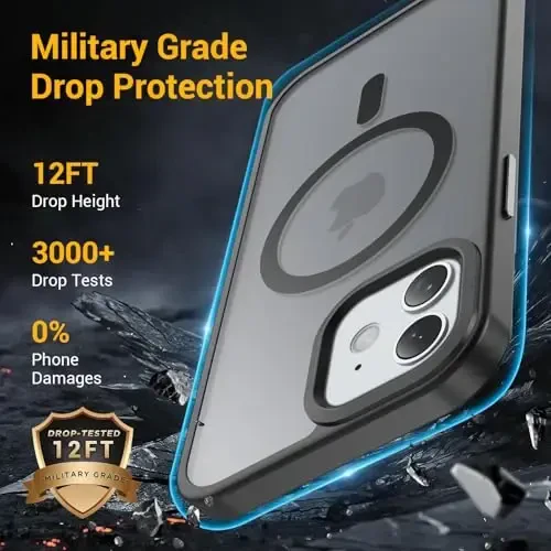 Temdan for iPhone 11 Case, Magsafe bilan mos, sarg'ayishga qarshi, harbiy darajadagi himoya, zarbaga chidamli ingichka magnit telefon g'ilofi, qora - 3