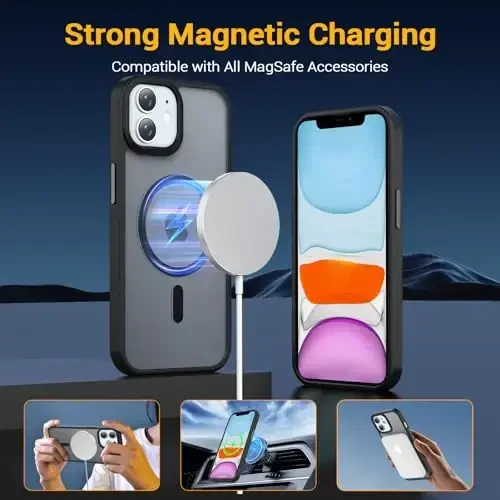 Temdan for iPhone 11 Case, Magsafe bilan mos, sarg'ayishga qarshi, harbiy darajadagi himoya, zarbaga chidamli ingichka magnit telefon g'ilofi, qora - 4