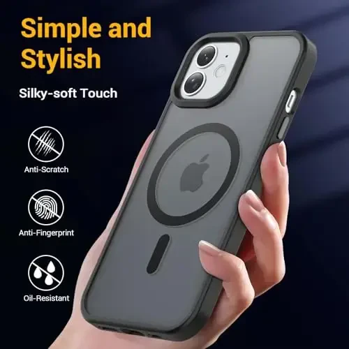 Temdan for iPhone 11 Case, Magsafe bilan mos, sarg'ayishga qarshi, harbiy darajadagi himoya, zarbaga chidamli ingichka magnit telefon g'ilofi, qora - 7
