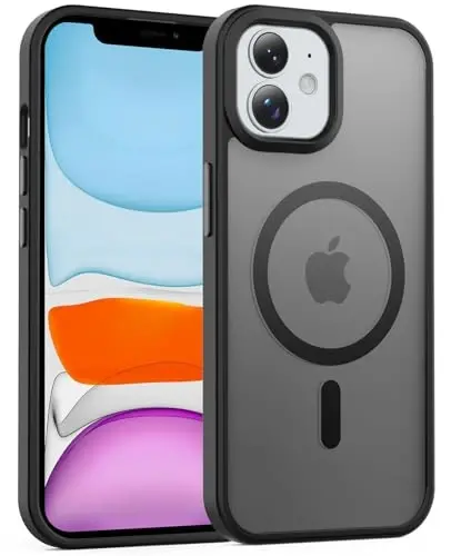 Temdan for iPhone 11 Case, Magsafe bilan mos, sarg'ayishga qarshi, harbiy darajadagi himoya, zarbaga chidamli ingichka magnit telefon g'ilofi, qora 