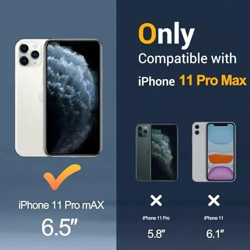 Temdan for iPhone 11 Pro Max Case, Compatible with Magsafe, Anti-Yellowing, Military-Grade Protection, Shockproof Slim Magnetic Phone Case Cover, Black - 2