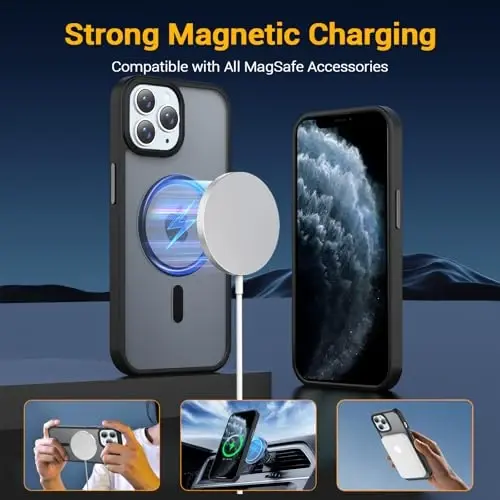 Temdan for iPhone 11 Pro Max Case, Compatible with Magsafe, Anti-Yellowing, Military-Grade Protection, Shockproof Slim Magnetic Phone Case Cover, Black - 4