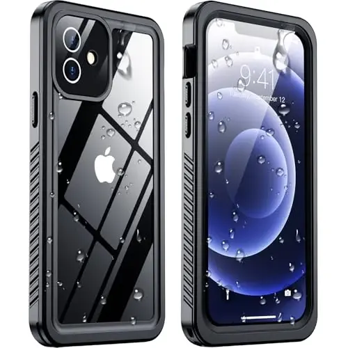 Temdan for iPhone 12 Case,Waterproof Non-Slip Shockproof iPhone 12 Waterproof Case,Black - 1