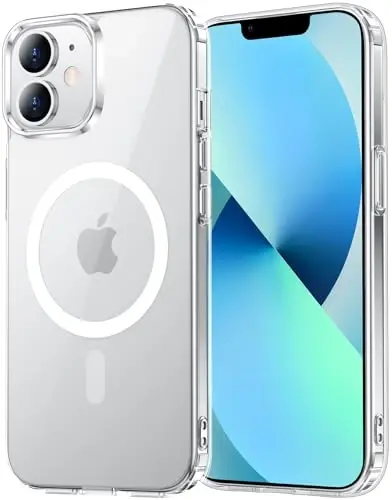 Temdan for iPhone 12 Mini Case Clear, Magsafe bilan mos, sarg'ayishga qarshi, harbiy darajadagi himoya, zarbaga chidamli ingichka magnitli telefon g'ilofi, shaffof 