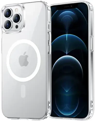 Temdan for iPhone 12 Pro Max Case Clear, Compatible with Magsafe, Anti-Yellowing, Military-Grade Protection, Shockproof Slim Magnetic Phone Case Cover, Transparent - TEMDAN