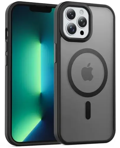 Temdan for iPhone 13 Pro Case, Magsafe bilan mos, sarg'ayishga qarshi, harbiy darajadagi himoya, zarbga chidamli ingichka magnit telefon qopqog'i, qora - TEMDAN