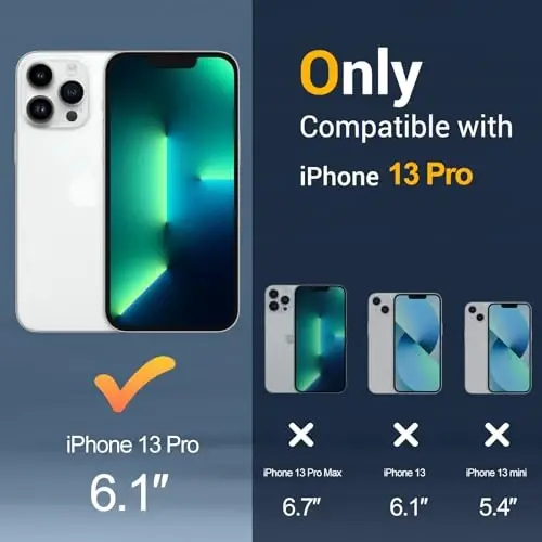 Temdan for iPhone 13 Pro Case, Magsafe bilan mos, sarg'ayishga qarshi, harbiy darajadagi himoya, zarbga chidamli ingichka magnit telefon qopqog'i, qora - 2