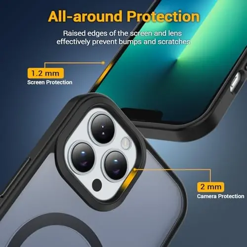 Temdan for iPhone 13 Pro Case, Magsafe bilan mos, sarg'ayishga qarshi, harbiy darajadagi himoya, zarbga chidamli ingichka magnit telefon qopqog'i, qora - 4