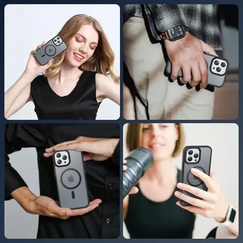 Temdan for iPhone 13 Pro Case, Magsafe bilan mos, sarg'ayishga qarshi, harbiy darajadagi himoya, zarbga chidamli ingichka magnit telefon qopqog'i, qora - 7
