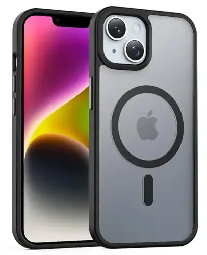 Temdan for iPhone 14 Case, Magsafe bilan mos, sarg'ayishga qarshi, harbiy darajadagi himoya, zarbaga chidamli ingichka magnitli telefon qopqog'i, qora - TEMDAN