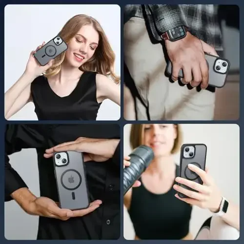 Temdan for iPhone 14 Case, Magsafe bilan mos, sarg'ayishga qarshi, harbiy darajadagi himoya, zarbaga chidamli ingichka magnitli telefon qopqog'i, qora - 7