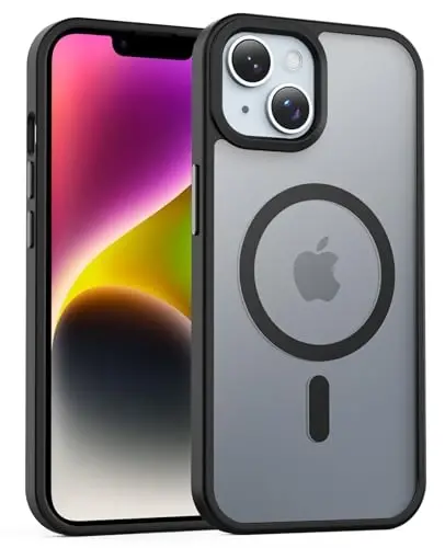 Temdan for iPhone 14 Case, Magsafe bilan mos, sarg'ayishga qarshi, harbiy darajadagi himoya, zarbaga chidamli ingichka magnitli telefon qopqog'i, qora - 1