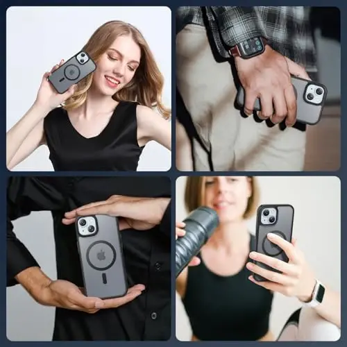 Temdan for iPhone 14 Case, Magsafe bilan mos, sarg'ayishga qarshi, harbiy darajadagi himoya, zarbaga chidamli ingichka magnitli telefon qopqog'i, qora - 7