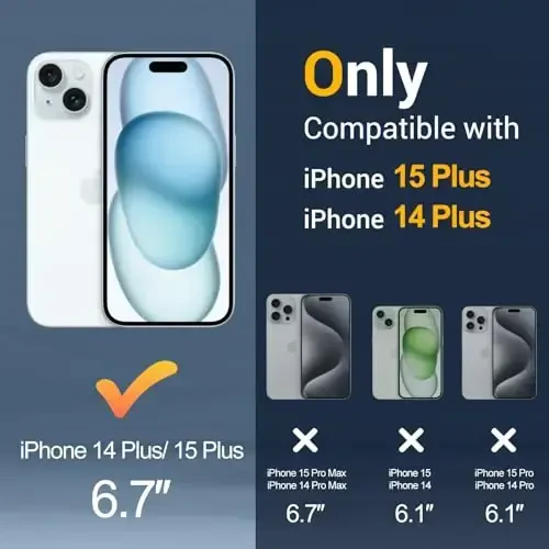 Temdan for iPhone 14 Plus Case & iPhone 15 Plus Case, Magsafe bilan mos, sarg'ayishga qarshi, harbiy darajadagi himoya, zarbaga chidamli ingichka magnitli telefon qopqog'i, qora - 2