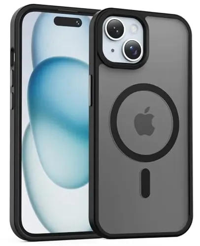 Temdan for iPhone 14 Plus Case & iPhone 15 Plus Case, Magsafe bilan mos, sarg'ayishga qarshi, harbiy darajadagi himoya, zarbaga chidamli ingichka magnitli telefon qopqog'i, qora 