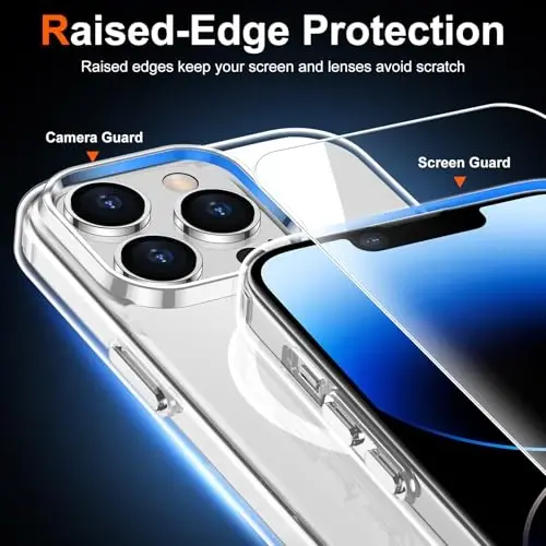 Temdan for iPhone 14 Pro Case Clear, Compatible with Magsafe, Anti-Yellowing, Military-Grade Protection, Shockproof Slim Magnetic Phone Case Cover, Transparent - TEMDAN (1)