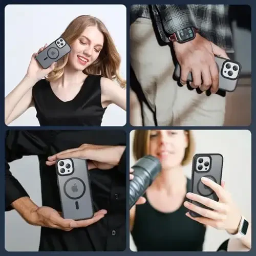 Temdan for iPhone 14 Pro Case, Magsafe bilan mos, sarg'ayishga qarshi, harbiy darajadagi himoya, zarbga chidamli ingichka magnit telefon qutisi qopqog'i, qora - 7