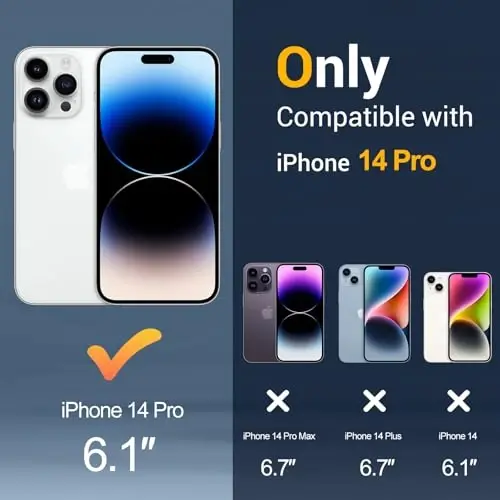 Temdan for iPhone 14 Pro Case, Magsafe bilan mos, sarg'ayishga qarshi, harbiy darajadagi himoya, zarbga chidamli ingichka magnit telefon qutisi qopqog'i, qora - 2