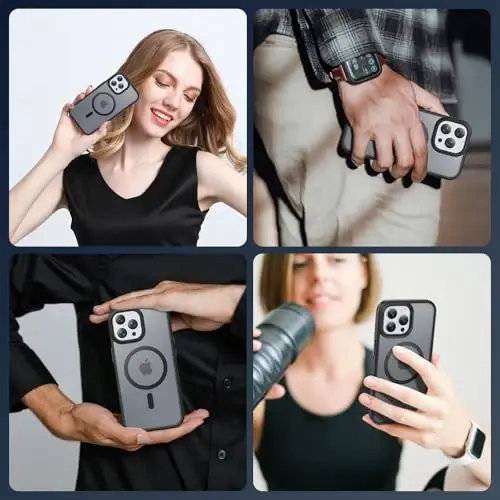 Temdan for iPhone 14 Pro Case, Magsafe bilan mos, sarg'ayishga qarshi, harbiy darajadagi himoya, zarbga chidamli ingichka magnit telefon qutisi qopqog'i, qora - 7