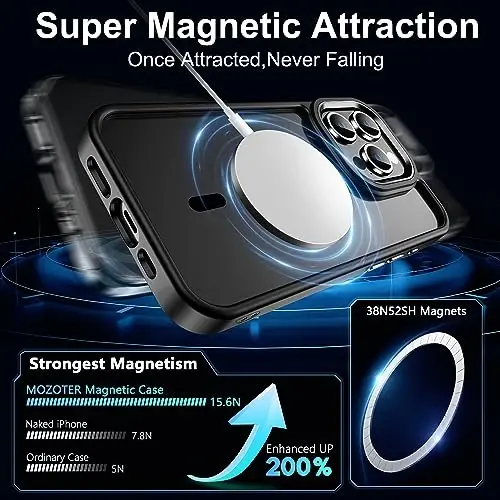 Temdan for iPhone 15 Pro Case Clear, Compatible with Magsafe, Anti-Yellowing, Military-Grade Protection, Shockproof Slim Magnetic Phone Case Cover, Clear Black - 3