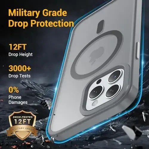 Temdan for iPhone 15 Pro Max Case, Compatible with Magsafe, Anti-Yellowing, Military-Grade Protection, Shockproof Slim Magnetic Phone Case Cover, Gray - 4