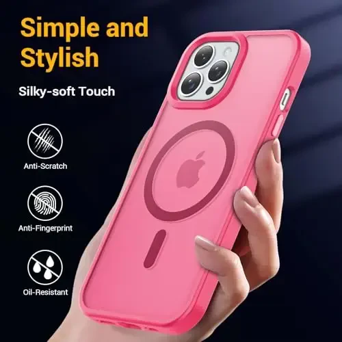 Temdan for iPhone 15 Pro Max Case, Compatible with Magsafe, Anti-Yellowing, Military-Grade Protection, Shockproof Slim Magnetic Phone Case Cover, Hot Pink - 6