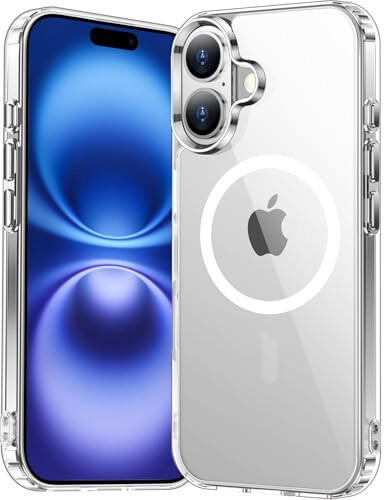 Temdan for iPhone 16 Case Clear, [Compatible with Magsafe][Anti-Yellowing][Military-Grade Protection] Shockproof Slim Magnetic Phone Case for iPhone 16, Transparent - 1