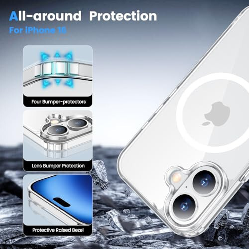 Temdan for iPhone 16 Case Clear, [Compatible with Magsafe][Anti-Yellowing][Military-Grade Protection] Shockproof Slim Magnetic Phone Case for iPhone 16, Transparent - 6