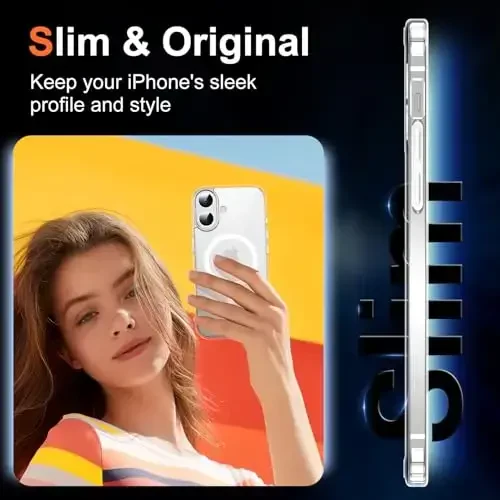 Temdan for iPhone 16 Case Clear, [Compatible with Magsafe][Anti-Yellowing][Military-Grade Protection] Shockproof Slim Magnetic Phone Case for iPhone 16, Transparent - 5