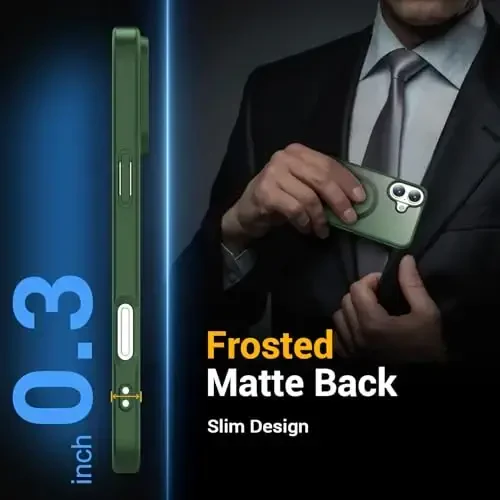 Temdan for iPhone 16 Case, Magsafe bilan mos, sariqlikka qarshi, harbiy darajadagi himoya, zarbaga chidamli ingichka magnitli telefon qopqog'i, to'q yashil - 6
