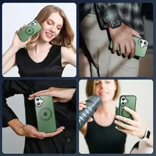 Temdan for iPhone 16 Case, Magsafe bilan mos, sariqlikka qarshi, harbiy darajadagi himoya, zarbaga chidamli ingichka magnitli telefon qopqog'i, to'q yashil - 7