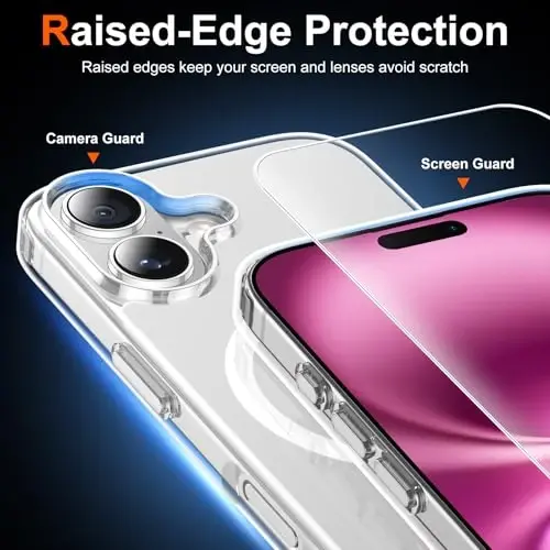 Temdan for iPhone 16 Plus Case Clear, Compatible with Magsafe, Anti-Yellowing, Military-Grade Protection, Shockproof Slim Magnetic Phone Case Cover, Transparent - 4