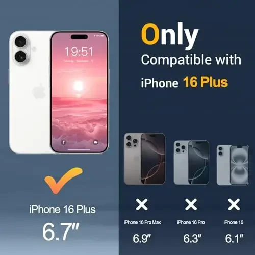 Temdan for iPhone 16 Plus Case, Magsafe bilan mos, sarg'ayishga qarshi, harbiy darajadagi himoya, zarbaga chidamli ingichka magnit telefon qopqog'i, atirgul - 2