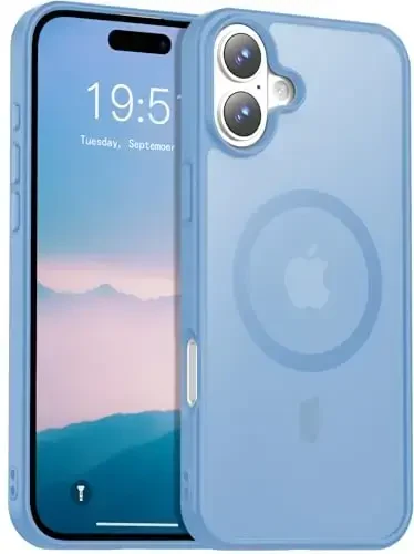 Temdan for iPhone 16 Plus Case, Magsafe bilan mos, sarg'ayishga qarshi, harbiy darajadagi himoya, zarbga chidamli ingichka magnit telefon qutisi qopqog'i, Sierra Blue - TEMDAN