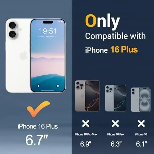 Temdan for iPhone 16 Plus Case, Magsafe bilan mos, sarg'ayishga qarshi, harbiy darajadagi himoya, zarbga chidamli ingichka magnit telefon qutisi qopqog'i, Sierra Blue - 2