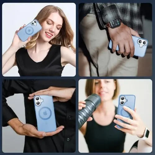 Temdan for iPhone 16 Plus Case, Magsafe bilan mos, sarg'ayishga qarshi, harbiy darajadagi himoya, zarbga chidamli ingichka magnit telefon qutisi qopqog'i, Sierra Blue - 7
