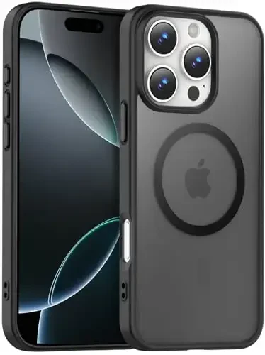 Temdan for iPhone 16 Pro Case, Compatible with Magsafe, Anti-Yellowing, Military-Grade Protection, Shockproof Slim Magnetic Phone Case Cover, Black - TEMDAN