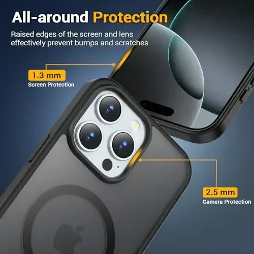 Temdan for iPhone 16 Pro Case, Compatible with Magsafe, Anti-Yellowing, Military-Grade Protection, Shockproof Slim Magnetic Phone Case Cover, Black - 4