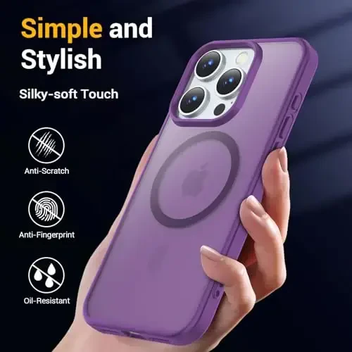 Temdan for iPhone 16 Pro Case, Compatible with Magsafe, Anti-Yellowing, Military-Grade Protection, Shockproof Slim Magnetic Phone Case Cover, Dark Purple - 6