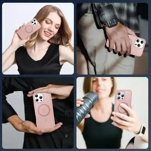 Temdan for iPhone 16 Pro Case, Compatible with Magsafe, Anti-Yellowing, Military-Grade Protection, Shockproof Slim Magnetic Phone Case Cover, Light Pink - 7