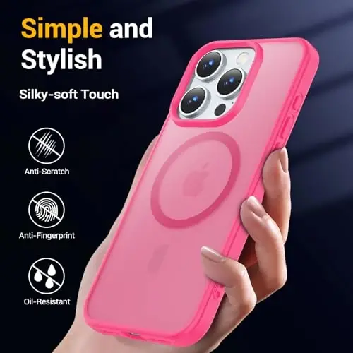 Temdan for iPhone 16 Pro Case, Compatible with Magsafe, Anti-Yellowing, Military-Grade Protection, Shockproof Slim Magnetic Phone Case Cover, Rose - 6